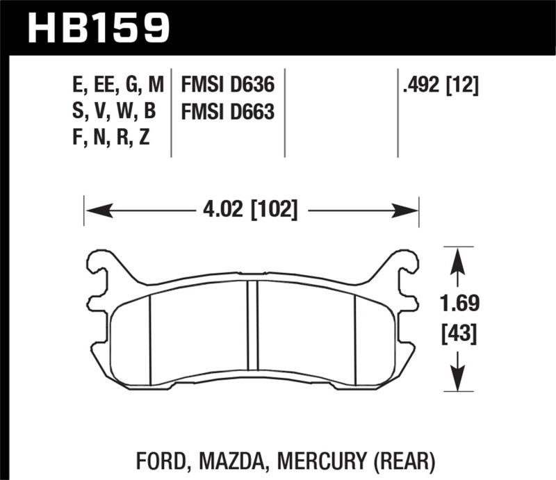 Mazda Miata Brake Pads - Rear - Hawk Performance - DTC-60 - `94-`03